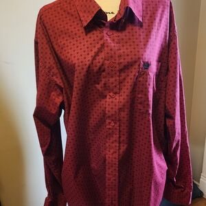 Cinch Men's Burgundy Patterned Button Down Shirt